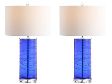 Cole 27.5" Modern Fused Glass Cylinder LED Table Lamp - JONATHAN Y